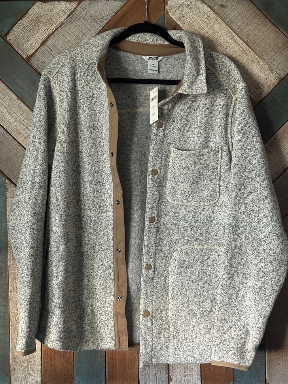NWT! Duluth Gray and Tan Button-Front Shirt Jacket